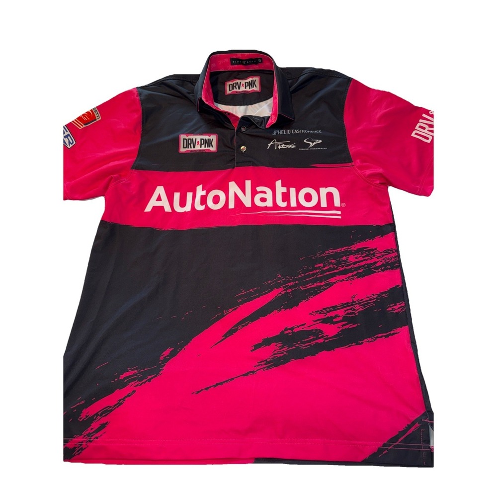 Finn Ryan AutoNation Andretti  Racing Indy Fan Polo Shirt  Black Pink Large